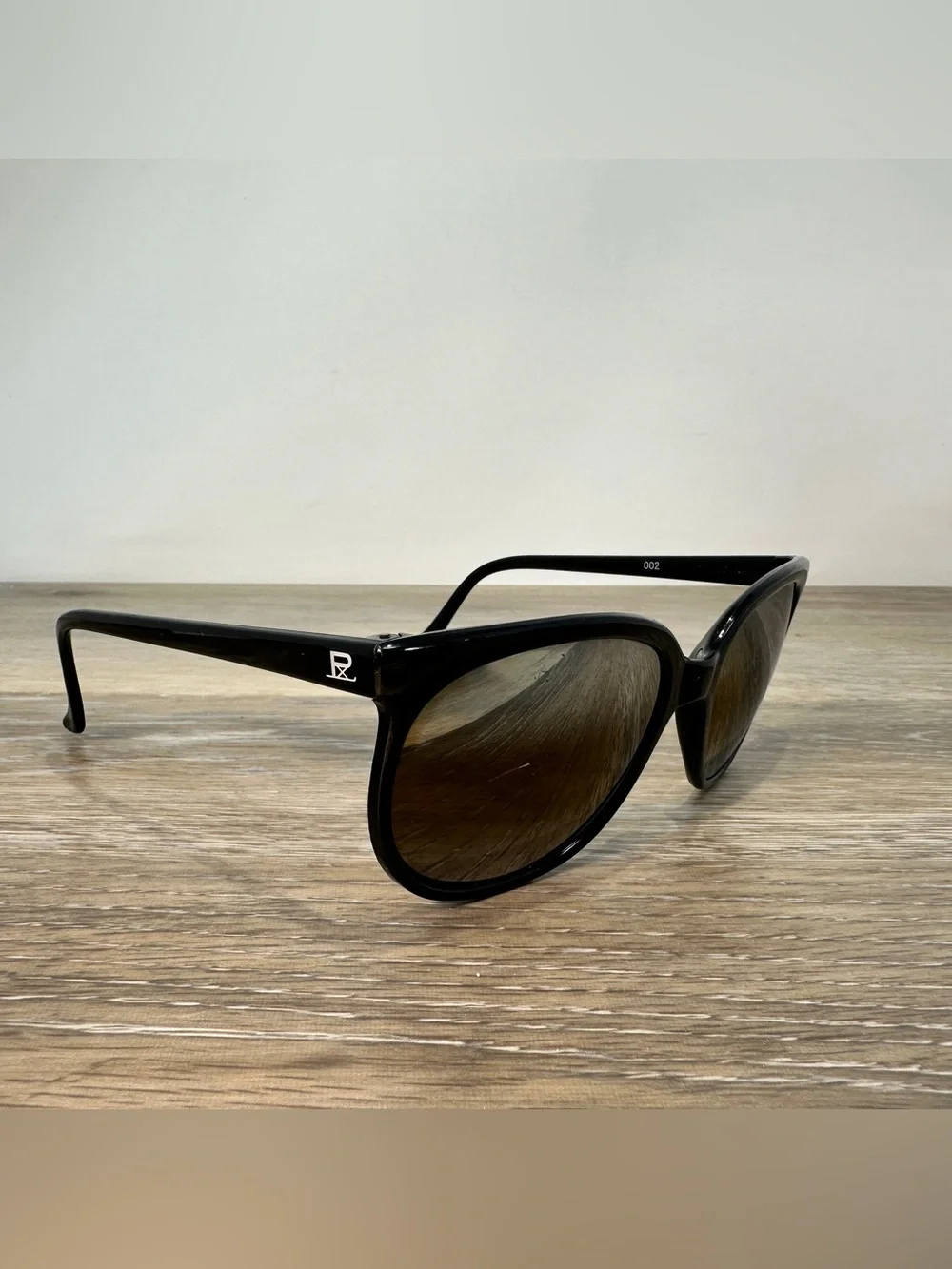 Vintage Vuarnet Pouilloux 002 Sunglasses Amber Lens Black Frames France 1980's
